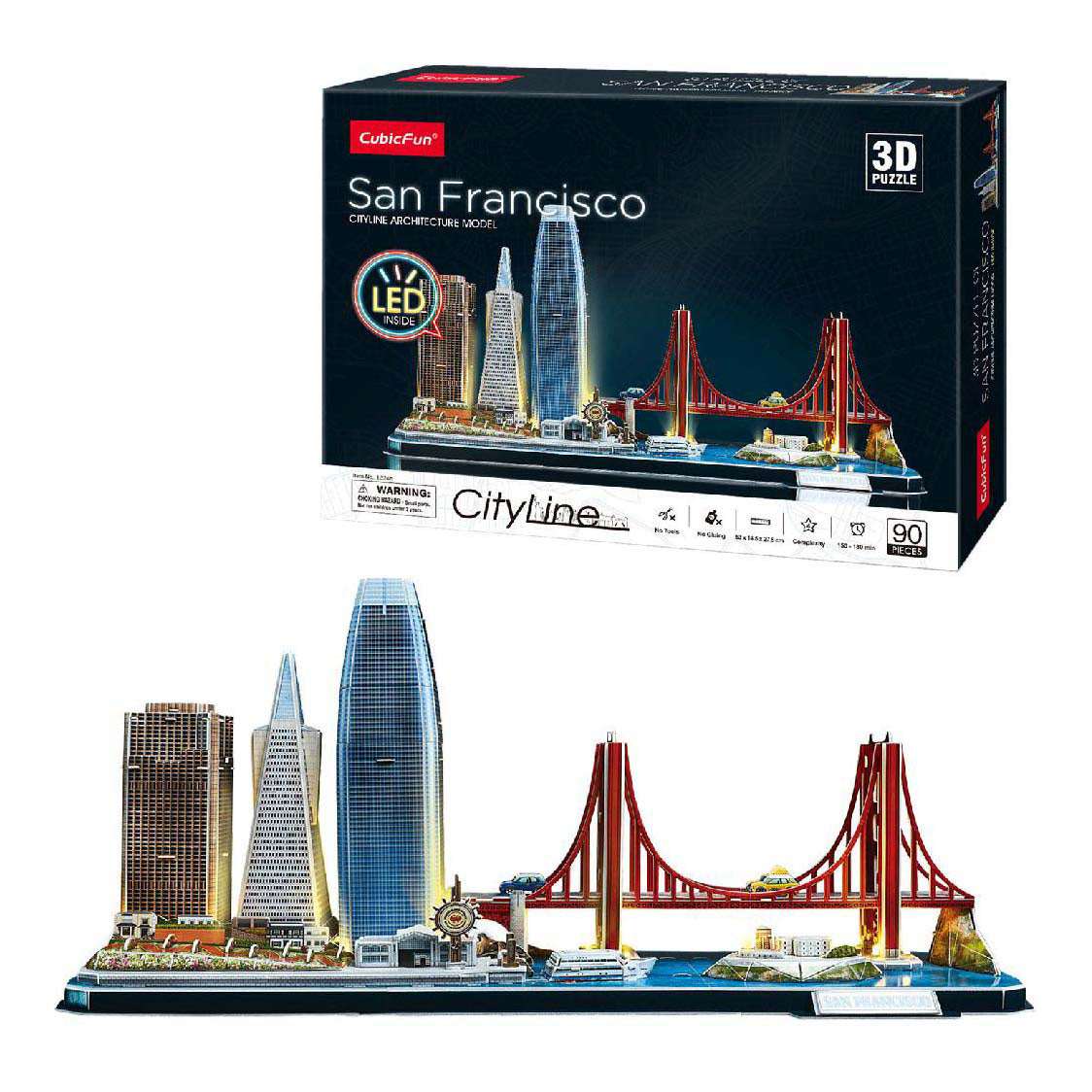 Kubisches lustiges 3D-Puzzle City Line San Francisco mit LED-Beleuchtung