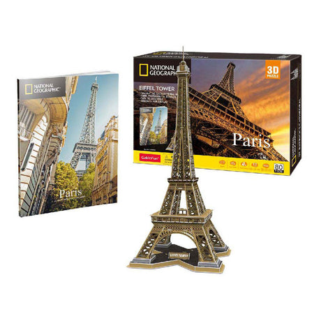 Kubisches, lustiges National Geographic 3D-Puzzle „Eiffelturm“ – 80 Teile – 70,9 cm hoch