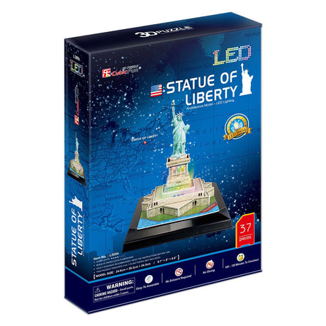Kubisches lustiges 3D-Puzzle „Freiheitsstatue“ mit LED-Beleuchtung