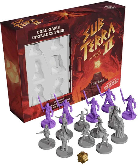 Im Lieferumfang der Brettspiele Sub Terra II: Inferno's Edge sind Kernspiel-Upgrades enthalten