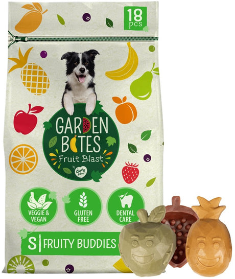 Garden Bites duvoplus – Fruity Buddies Hundesnacks – Hundeleckerlis – vegetarisch, glutenfrei – klein 18 Stück