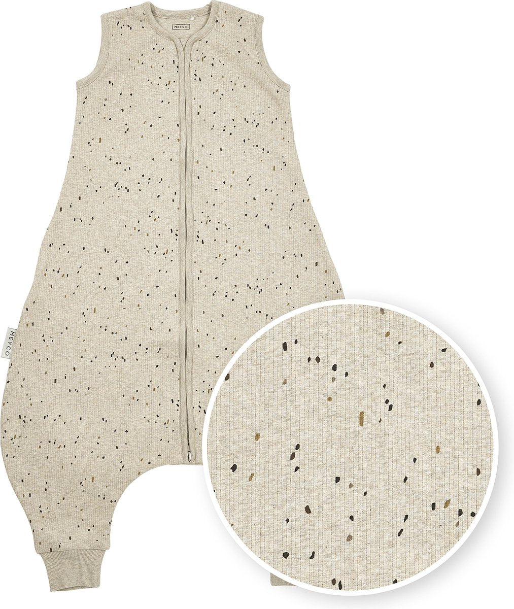 Meyco Baby Rib Mini Spot Baby-Sommer-Schlafoverall-Pullover – Sandmelange – 104 cm – 0,5 Tog