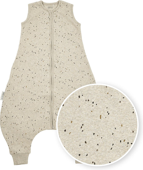 Meyco Baby Rib Mini Spot Baby-Sommer-Schlafoverall-Pullover – Sandmelange – 104 cm – 0,5 Tog