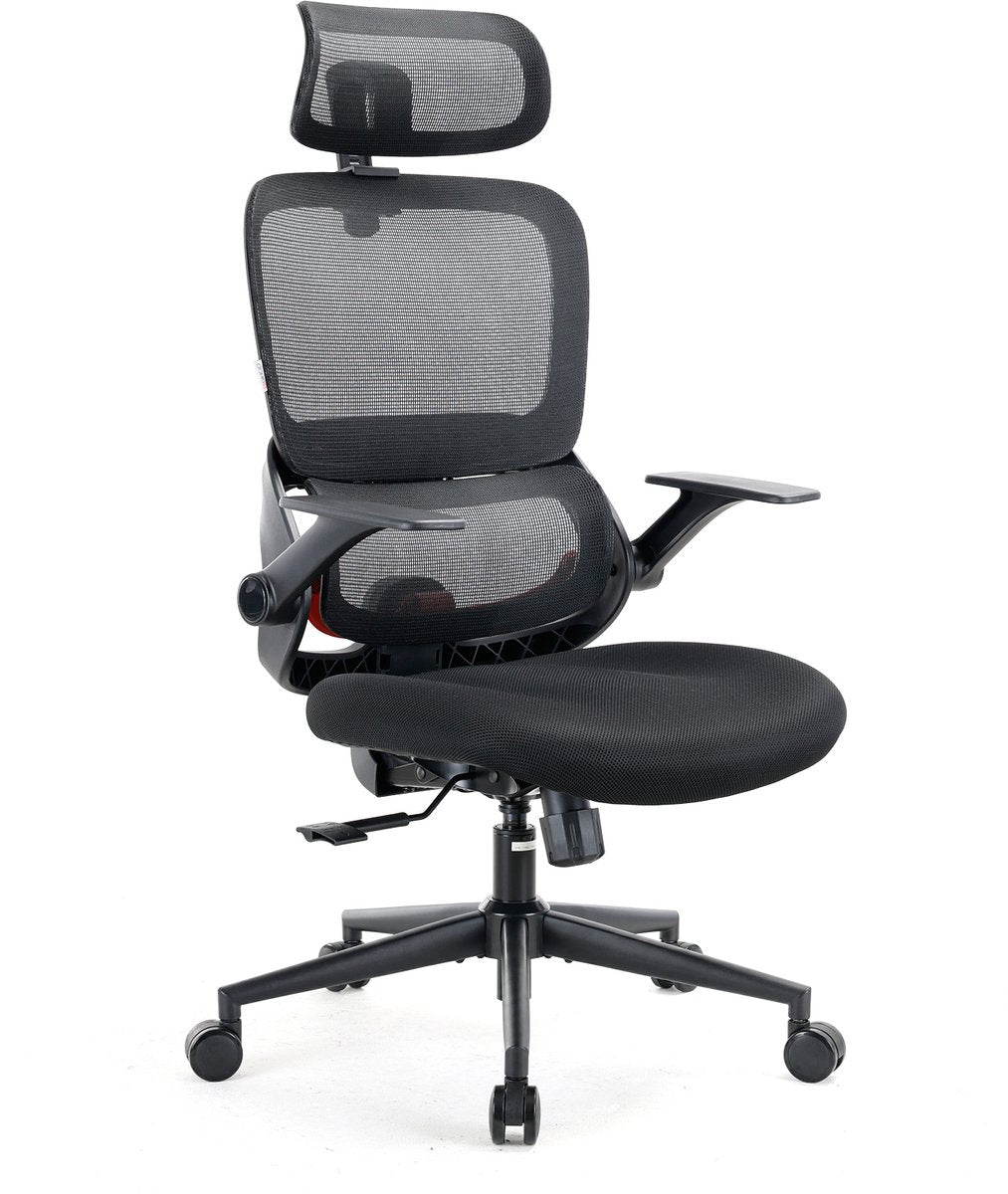 Sihoo b100 ergonomische bureaustoel - 2d klaparmleuningen - dubbele lendensteun - verstelbare hoofdsteun - zwart