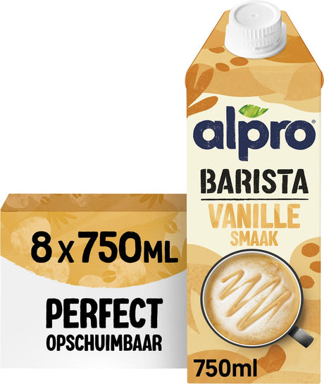 Alpro Barista Vanille – langlebig – Pflanzenmilch – perfekt für Kaffee – laktosefrei – 8 x 750 ml