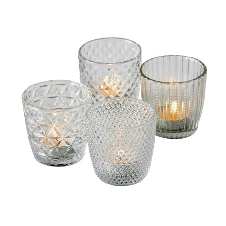 Boltze Home Laterne Marilu 4-teilig transparent H7,5cm Durchmesser 7,5cm