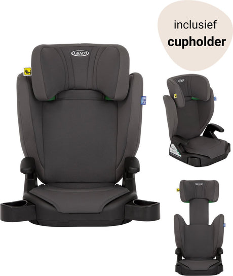 Graco junior maxi - autostoeltje - zitverhoger met rugleuning - iron - 100 tot 150 cm (ca. 3,5 tot 12 jaar) - i-size r129