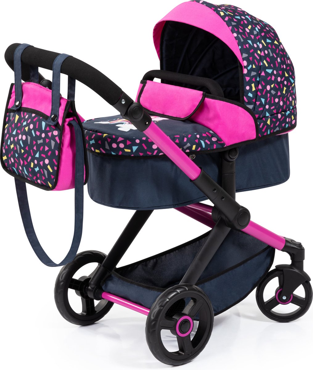 Bayer Design - Kombi-Puppenwagen XEO, Tasche, Schwarz, Rosa, Fee