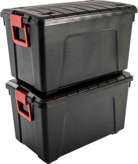 Iris Store-it-all-Aufbewahrungsbox – 110 l – Kunststoff – Schwarz – 2er-Set