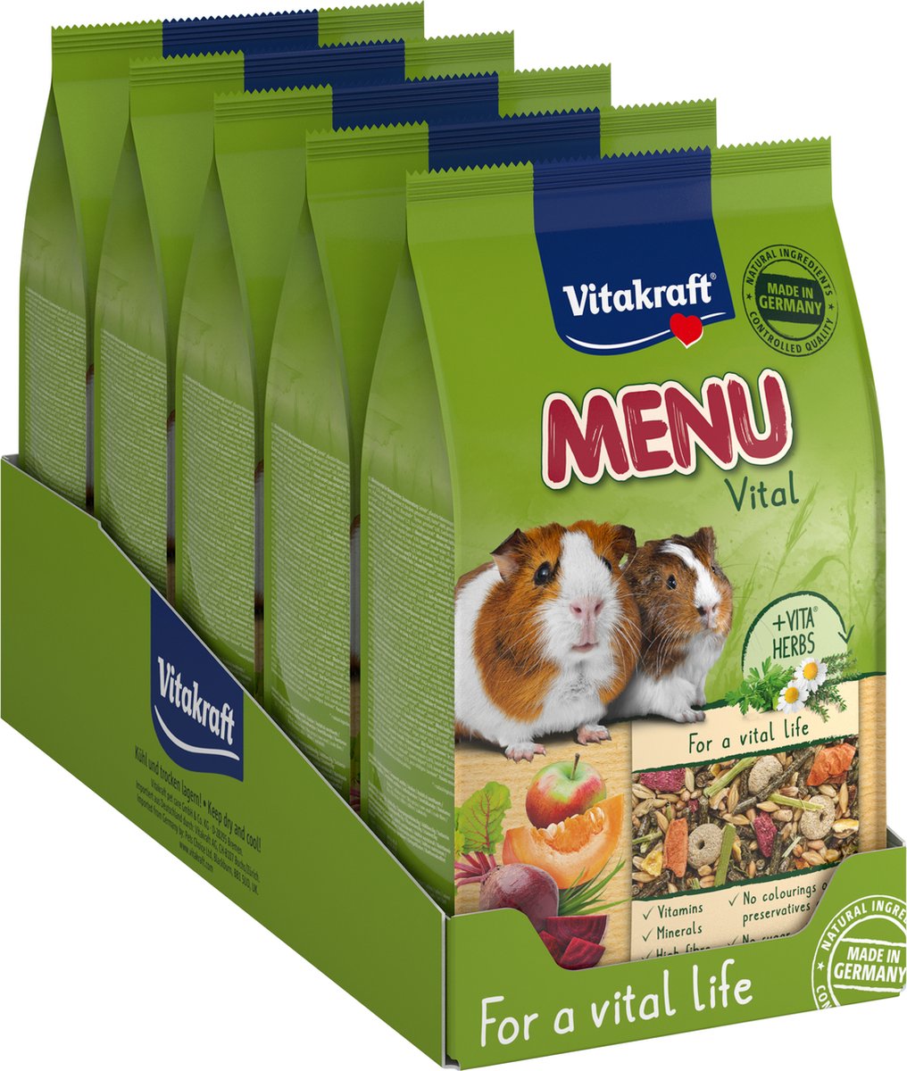 Vitakraft - Menü Vital - Meerschweinchenfutter - Alleinfuttermittel für Meerschweinchen - 5x1 kg