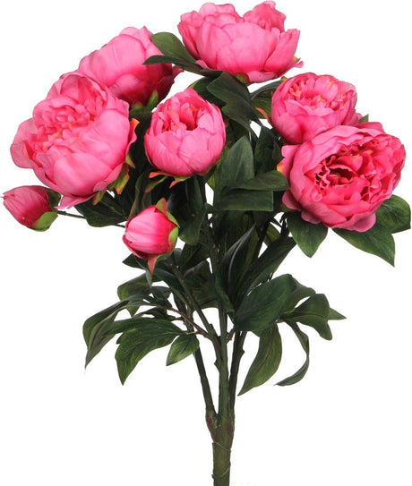 Mica decorations pioenroos kunstbloemen boeket - h55 x ø40 cm - donkerroze