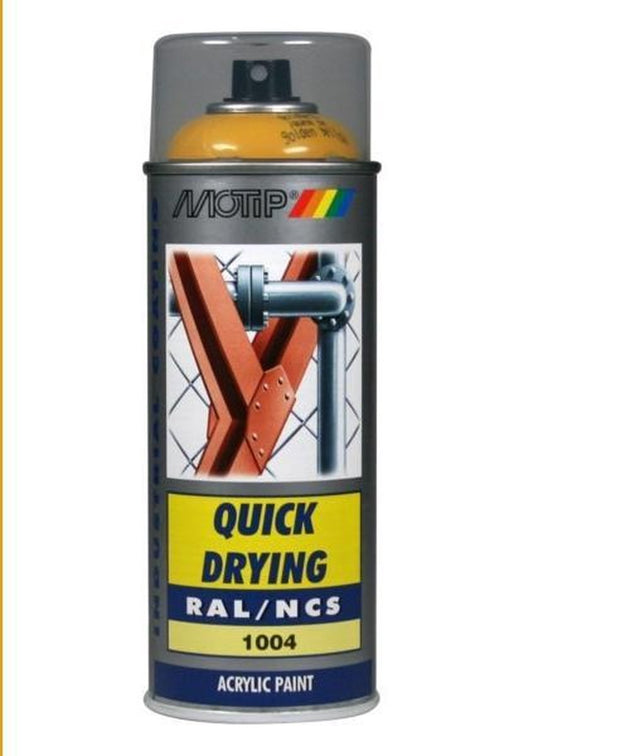 Motip Industrie-Acryllack Hochglanz RAL 1004 Goldgelb – 400 ml.