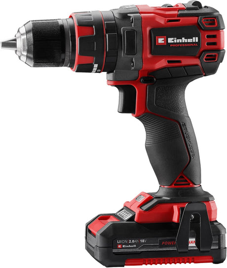 Einhell Profi-Akku-Schlagbohrschrauber TP-CD 18 60 LI-I BL (1x 2,0 Ah) Schlagbohrschrauber (Rot Schwarz, inkl. 1x 2,0 Ah Power X-Change Akku und Ladegerät)