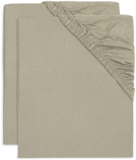 Jollein - hoeslaken jersey 60x120cm - wieg, ledikant, babybed - olive green - 2 stuks