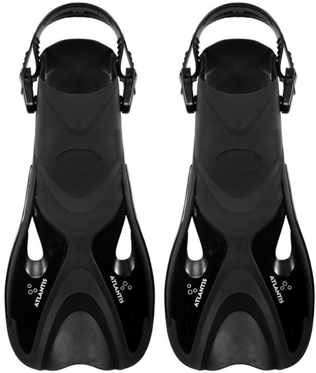 Atlantis dolphin - flippers - zwemvliezen - verstelbare hielstrap - voor zwemmen snorkelen - volwassenen - zwart - 36-41