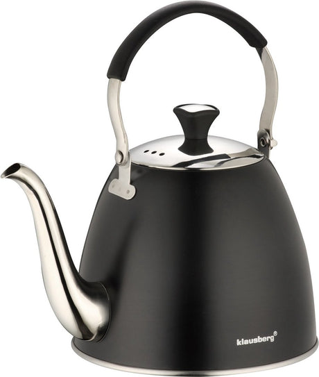 Klausberg 7570 - fluitketel - zwart - 1.1 liter - inductie, gas, elektrisch, keramisch en halogeen fluitketel