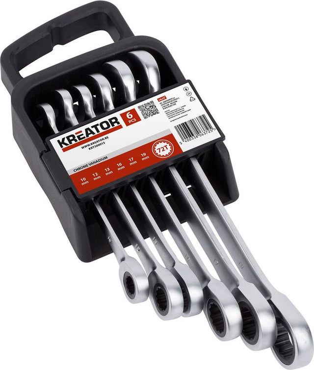 Kreator krt500013 flexibler Ratschen-Ringschlüssel-Satz – 6-teilig – im Kunststoffhalter