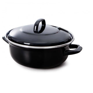 Bk Fortalit Emaille-Bratpfanne 36 cm 7,5 l – Induktionsbratpfanne – emaillierter Stahl – ofenfest bis 230 Grad – keine Antihaftbeschichtung – mit Deckel – Schwarzblau