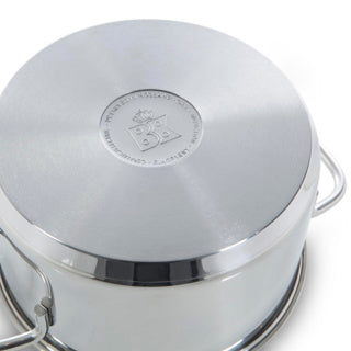 BK Profiline Pfannenset 4-teilig – 16 x 18 x 20 cm – ohne PFAS-freie Antihaftbeschichtung – Induktionspfannenset – Kochpfanne aus Edelstahl – ofenfest bis 160 °C – mit Deckel – silberfarben