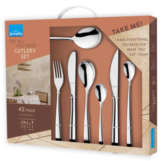 Amefa Gaia All You Need – 42-teiliges Besteckset – für 6 Personen – silberfarben – Edelstahl