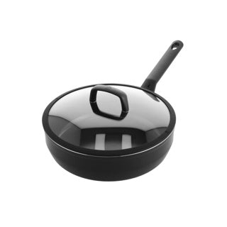 BK Easy Induktionsbratpfanne 24 cm – 3,4 l – PFAs-freie Antihaftbeschichtung – Induktionsbratpfanne – Keramikbratpfanne – ofenfest bis 160 °C – Kaltgriffe – mit Glasdeckel – Schwarz
