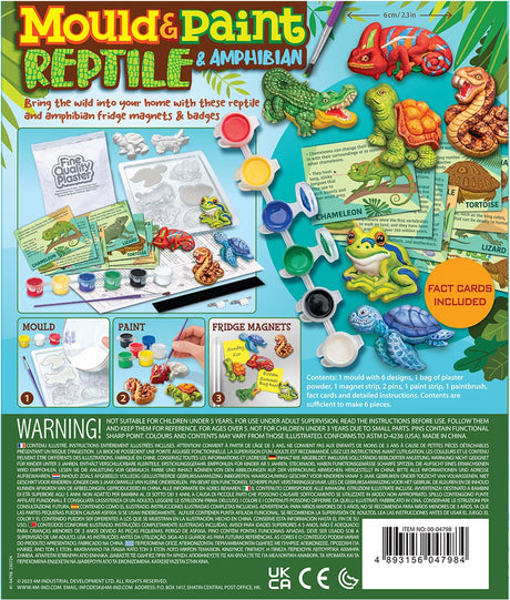 4 m Basteln – Gießen und Malen – Reptilien und Amphibien – 6 Magnete – kreatives Spielzeug – 5+