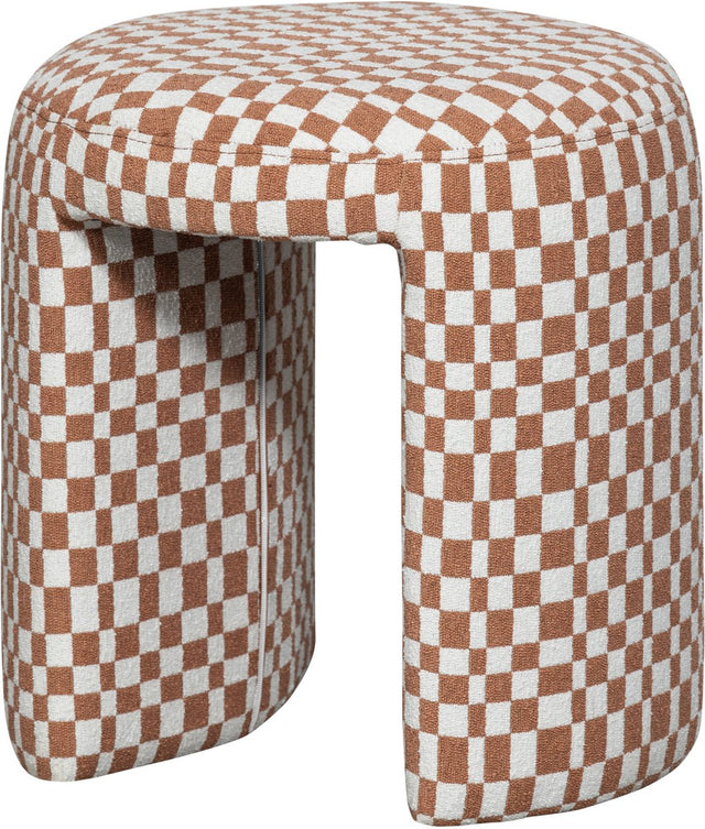 Holzhocker Charlie – Polyester – Karos – Orange