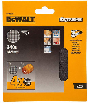 Dewalt dtm3107-qz Serie – Extreme Schleifgitter – Körnung P240 – rund 125 mm – Klettverschluss