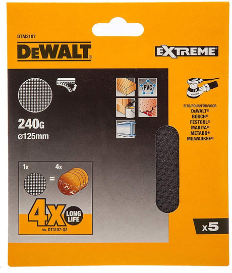 Dewalt dtm3107-qz Serie – Extreme Schleifgitter – Körnung P240 – rund 125 mm – Klettverschluss