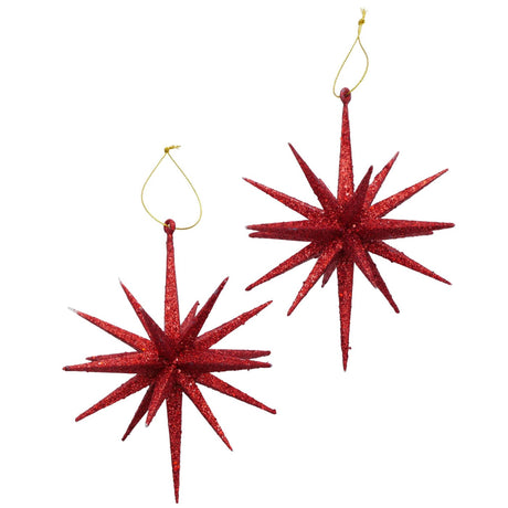 Boltze Home Weihnachtsanhänger Zauberstern mit Glitzer 2 Stück rot Ø 15cm