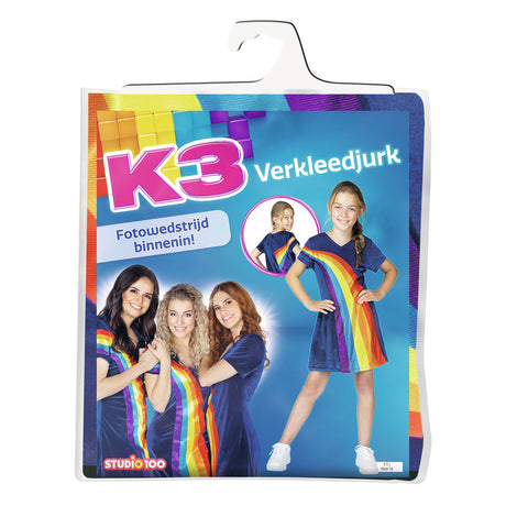K3 Verkleidung - Regenbogenkleid Blau 3 5 Jahre - Größe 116