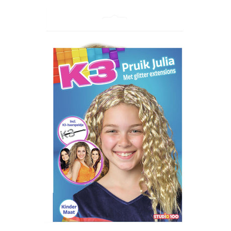 K3-Anziehzubehör – Perücke Julia – mit Glitzerverlängerungen und Anstecknadel