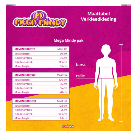 Studio 100 Mega Mindy Kostüm ohne Maske – 3–5 Jahre