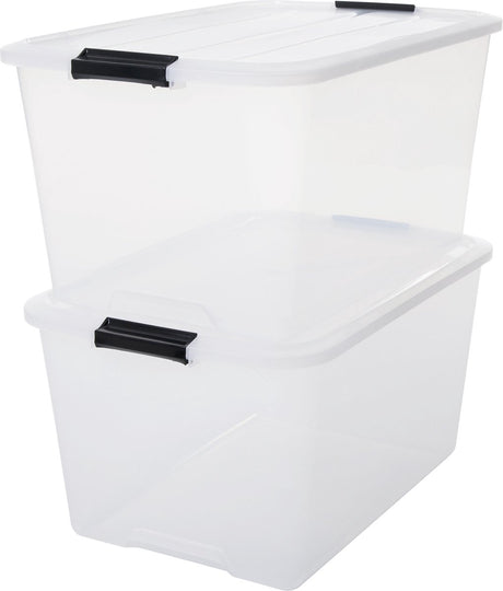 Iris Topbox Aufbewahrungsbox – 45l – Kunststoff – transparent – ​​2er-Set