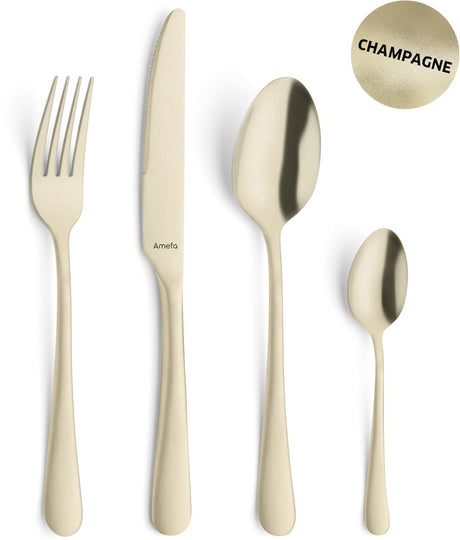 Amefa Austin Champagner – 24-teiliges Besteckset – 6 Personen – PVD matt-18 0 Chromstahl – Geschenkverpackung