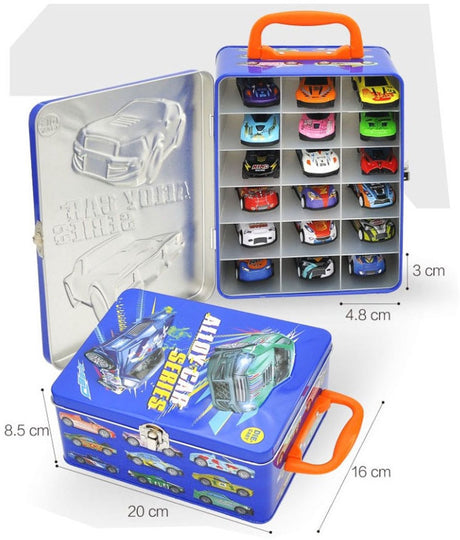 Lobbes speelgoed bv die-cast auto's in opbergblik, 18dlg