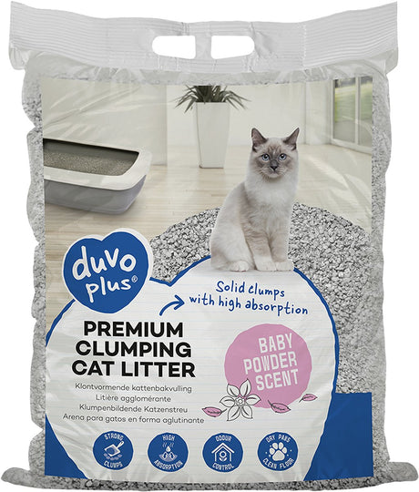 Duvo Katzenstreu mit Premium-Babypuderduft, 12 kg