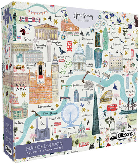 Gibsons – Karte von London (von Josie Shenoy) – 1000 Teile 49 x 68 cm (B x H) – Puzzle für Erwachsene