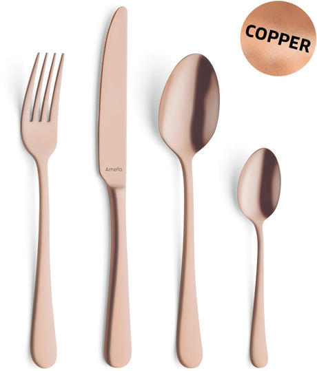 Amefa Austin Kupfer – 24-teiliges Besteckset – 6 Personen – PVD matt-18 0 Chromstahl – Geschenkverpackung