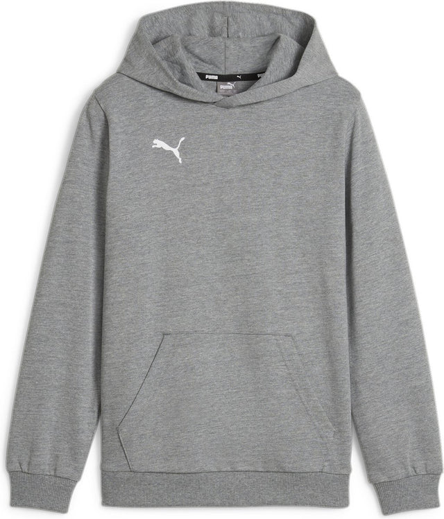 Puma TeamGoal Casuals Hoody Jr Jungen Sportpullover – Mittelgrau Heather – Weiß