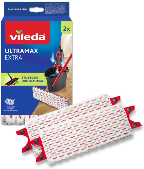 Vileda ultramax extra vervanging - set van 2 - geschikt voor alle platte mopsystemen van - voor alle vloertypes