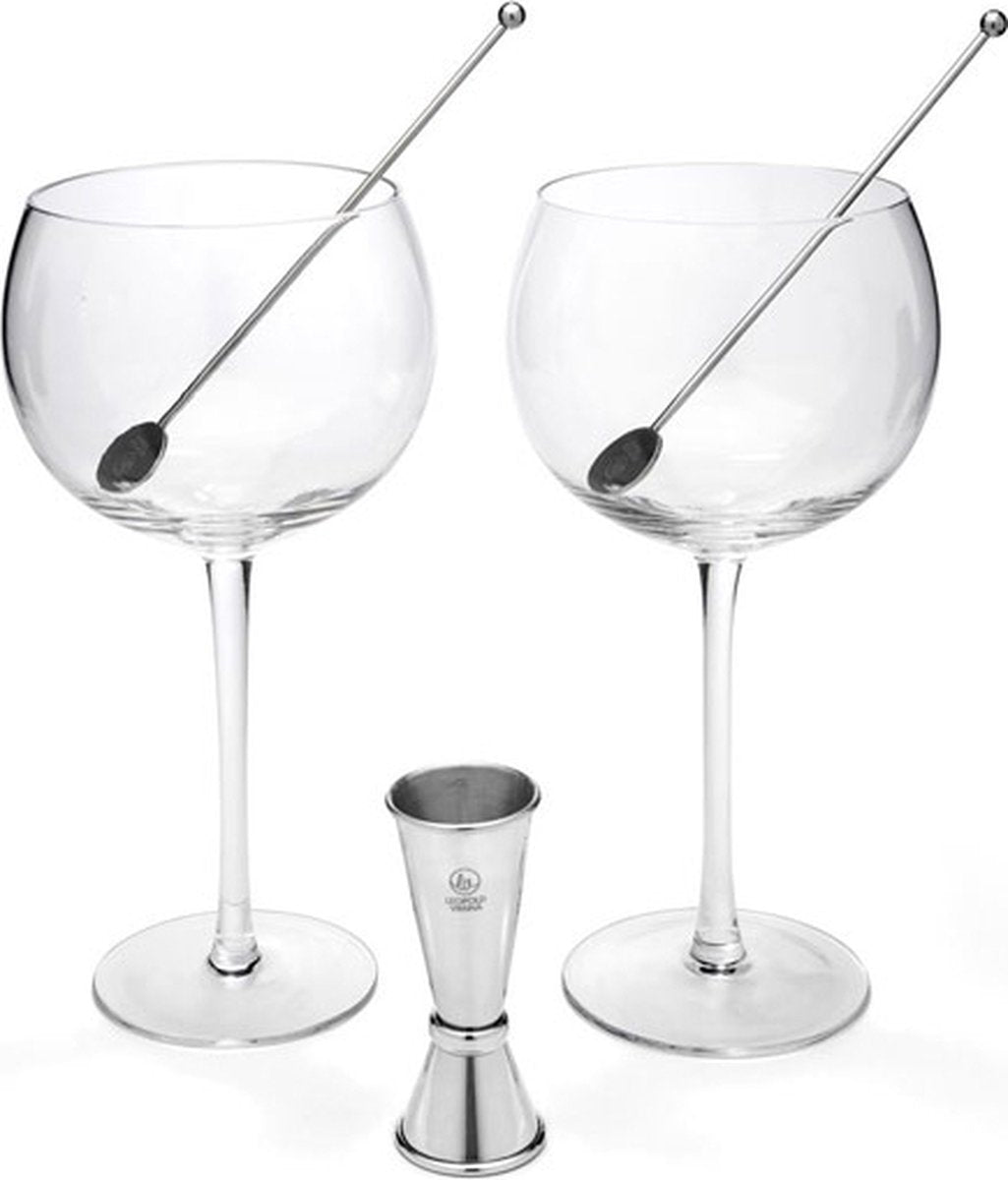 Leopold vienna - gin tonic glazen + barmaatje + cocktaillepels - giftset moederdag vaderdag g t