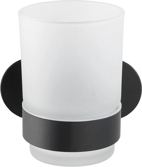 WENKO turbo-loc® Zahnputzbecher orea uno Edelstahl schwarz matt – Zahnbürstenhalter – Befestigung ohne Bohren – selbstklebend – 10 Jahre Garantie