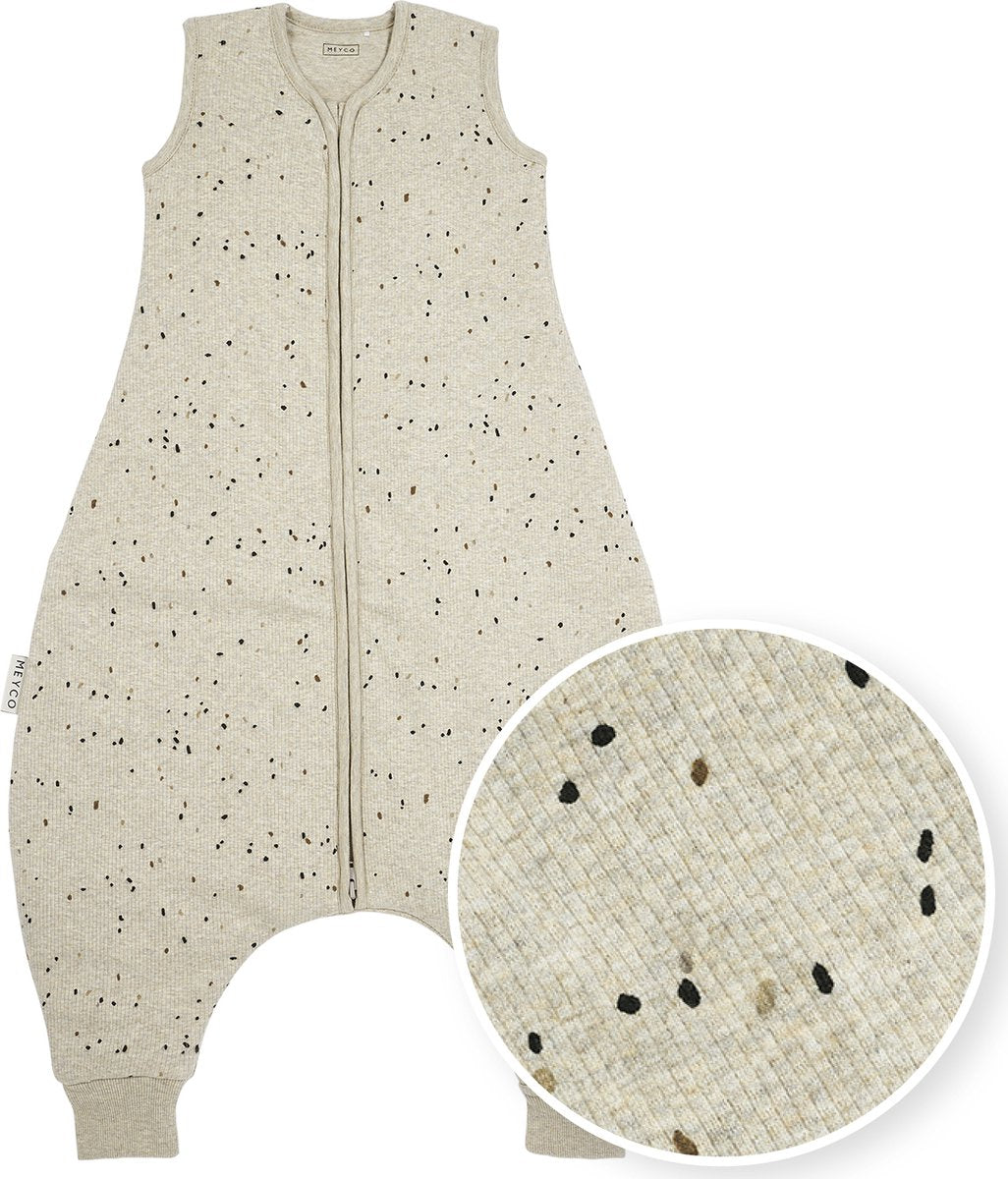 Meyco Baby Rib Mini Spot Baby-Winterschlafoverall-Pullover – Sandmelange – 104 cm – 2,0 Tog