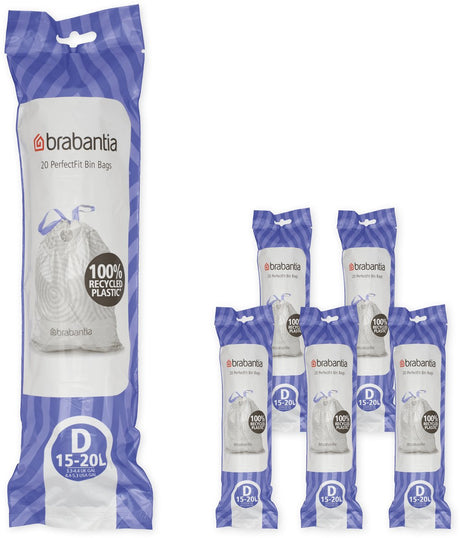 Brabantia Perfectfit Müllsäcke – 15 20 l – Code d – 6 Rollen x 20 Stück