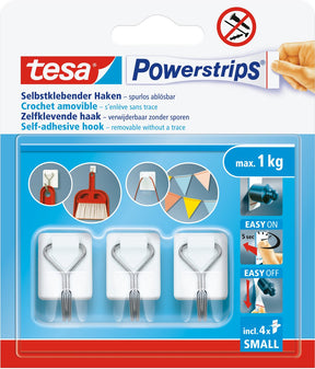 Tesa 1076416 – Steckdosenleisten, Drahthaken, weiß, selbstklebend, abnehmbar | 6 Stück