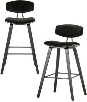 Woood Senn Barstühle – Samt – Schwarz – 2er-Set