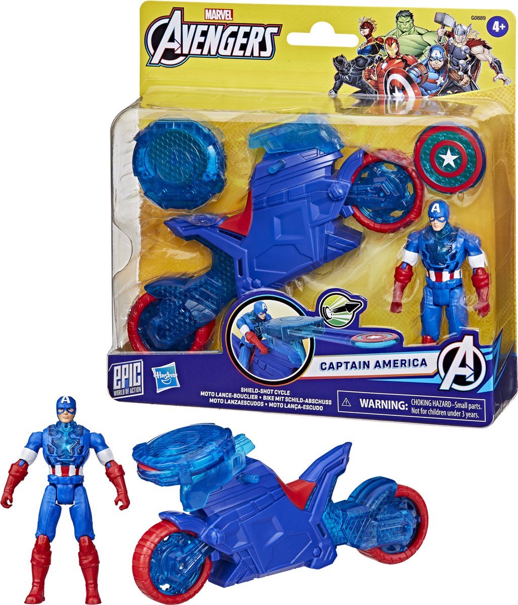 Hasbro Avengers Actionfigur Captain America Shield-Shot Fahrrad-Motorrad-Spielzeug.