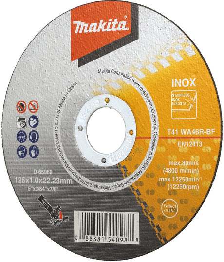 Makita d-65969 doorslijpschijf 125x22,23x1,2mm rvs