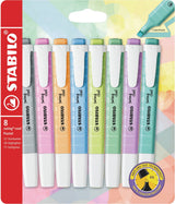 Stabilo Swing Cool – Textmarker – perfekt für unterwegs – Pastell – Etui mit 8 Farben